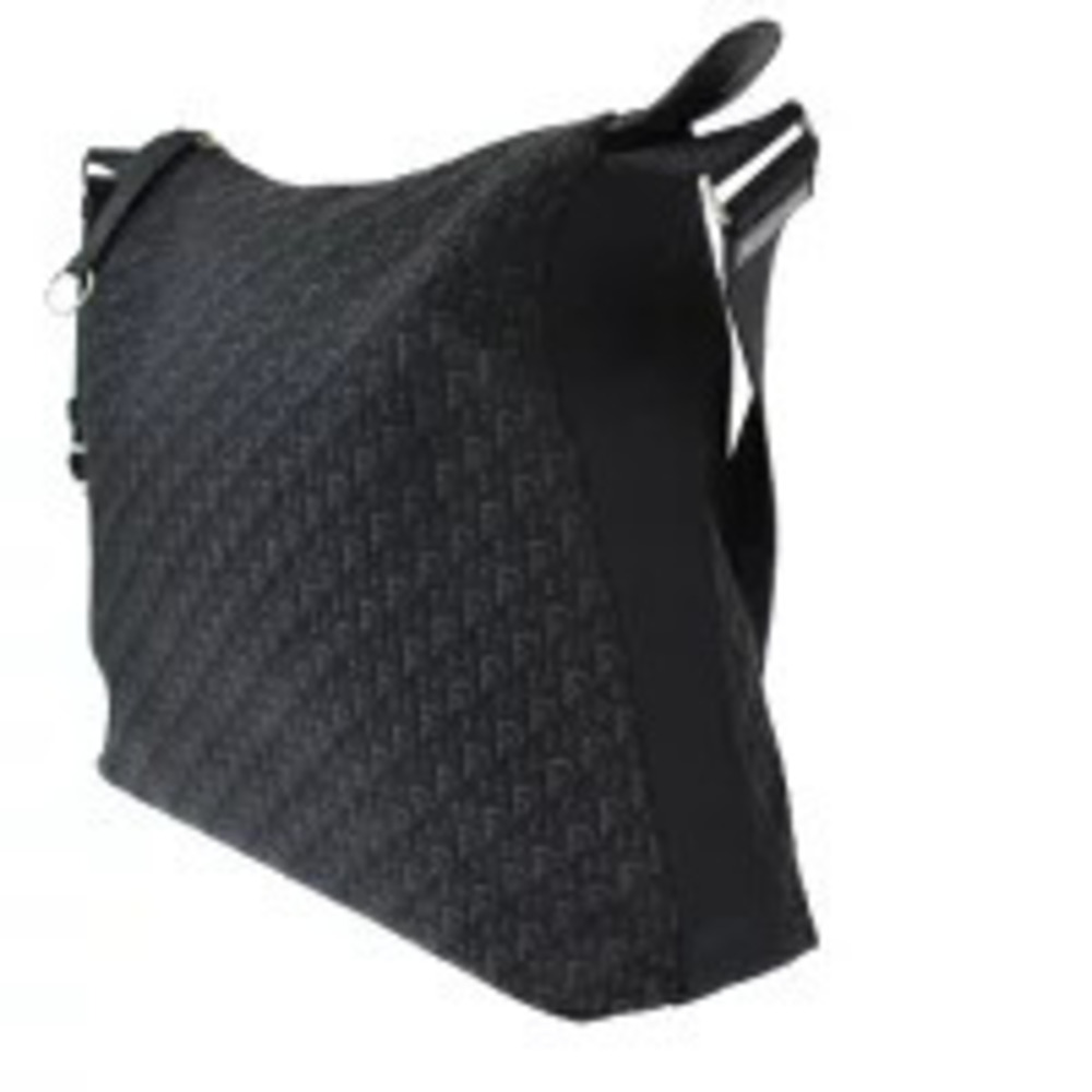 Dior Trotter Leather Bag Shoulder Black Christian Canvas Black